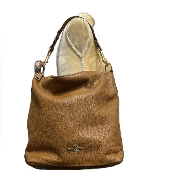 Coach 2Way Bag Abby Duffle Cognac Goldtone F31507 Leather Hobo + Crossbody Strap - Picture 1 of 15